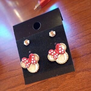 Disney Red and Gold Minnie Mouse Earrings